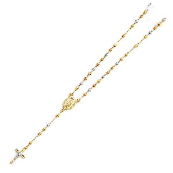 14K 3C 3mm Moon Ball Rosa Necklace Chain - 18"