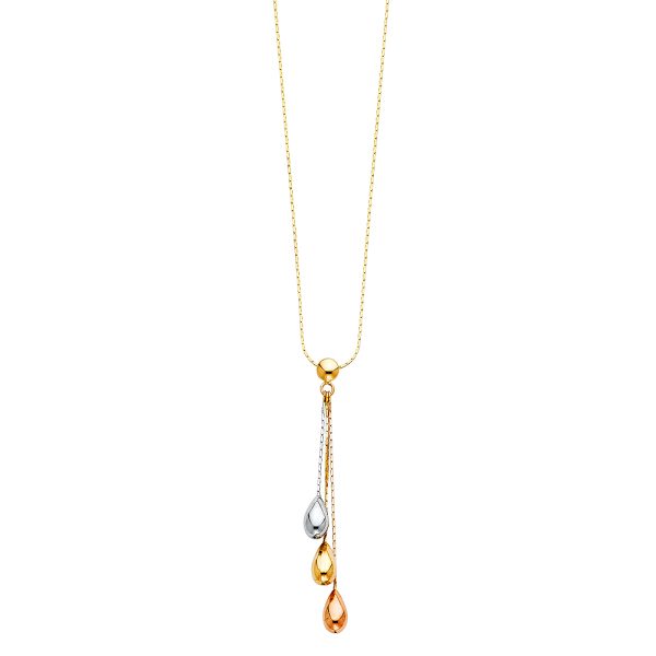 14K 3C Tear Drop Balls Necklace