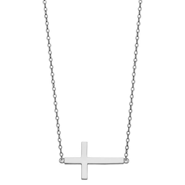 14KW Side Way Cross Necklace