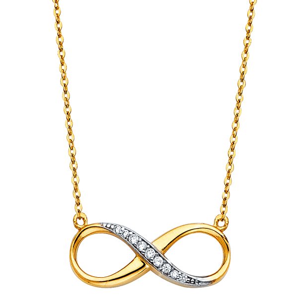 14KY CZ Infinity Necklace