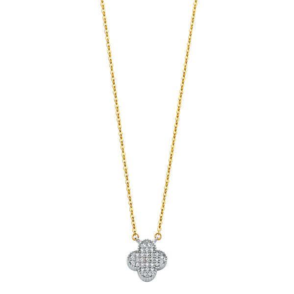 14K 2T CZ CLove Necklace