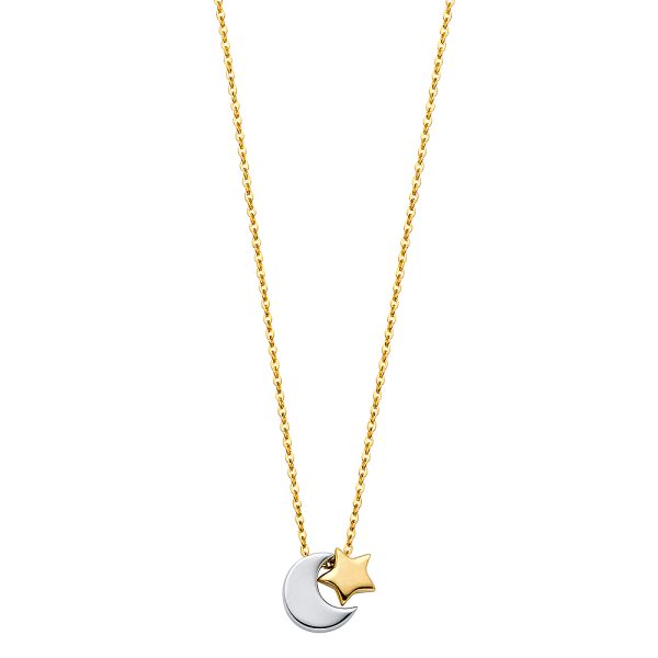 14K 2T Moon + Star Necklace