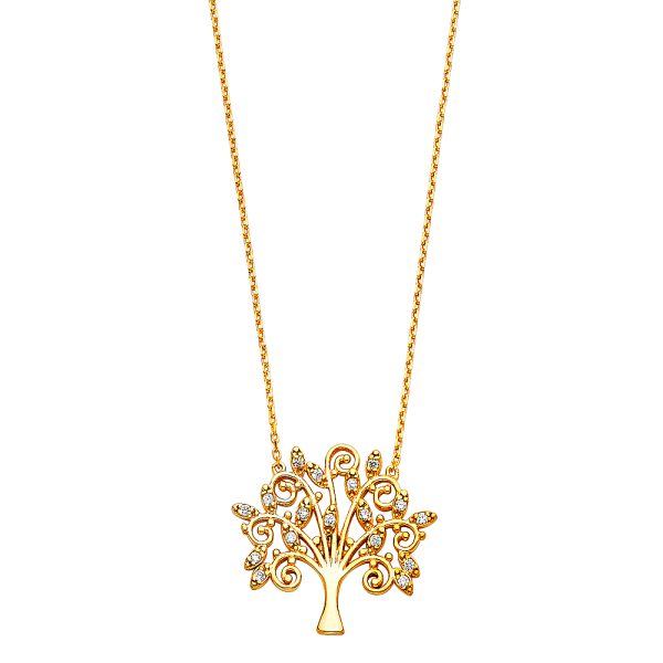 14KY CZ Tree Necklace