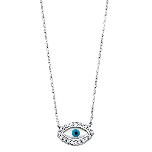 14KW CZ Evil Eye Necklace