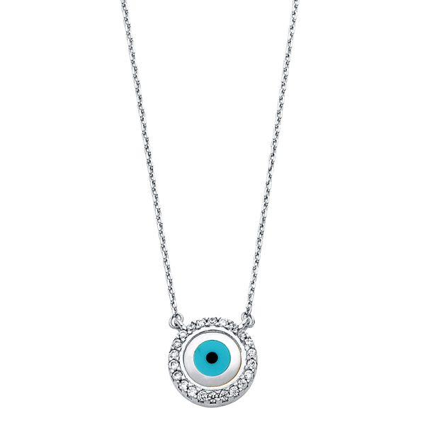 14KW CZ Evil Eye Necklace