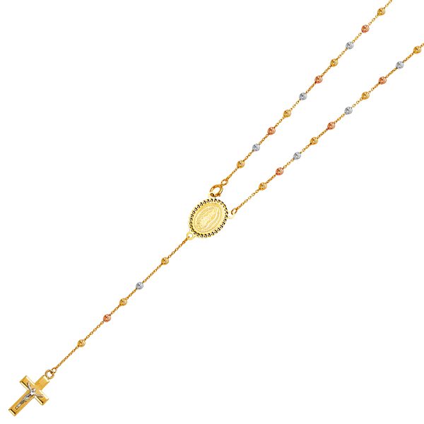 14K 3C 2.5mm Moon Ball Rosa Necklace