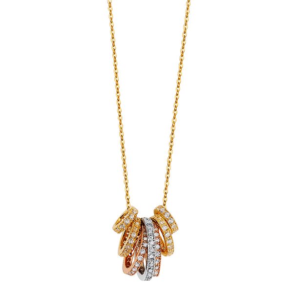 14K 3C 7Day CZ Ring Necklace