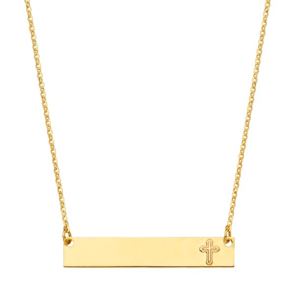 14K ID with Cross Necklace