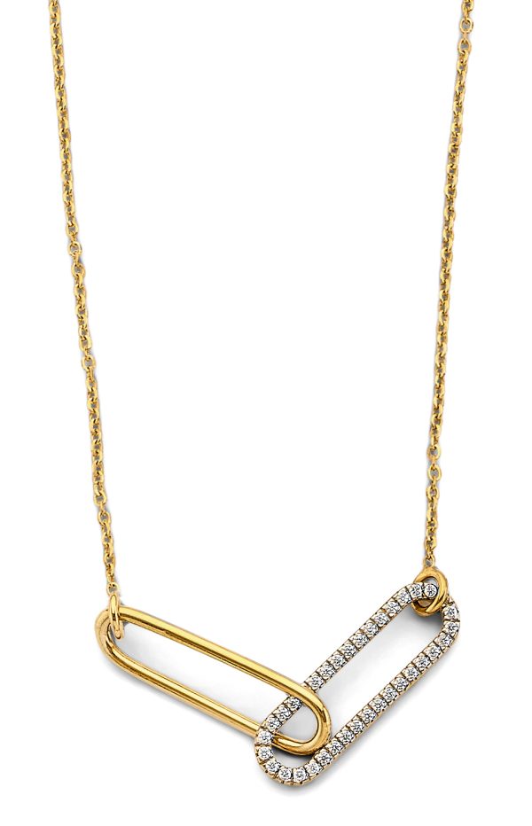 14K 2T CZ Paperclip Necklace