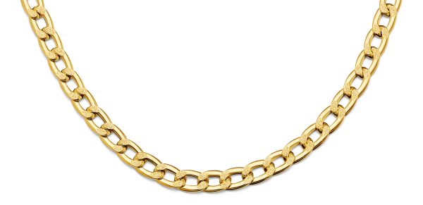 14KY Hollow Dia Bar Curb Necklace