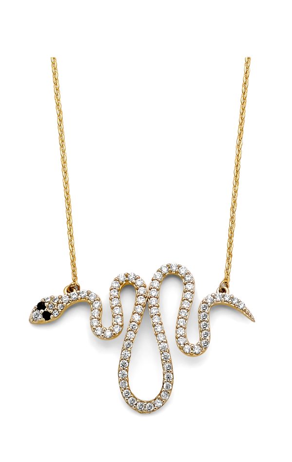 14K 2T CZ Snake Necklace