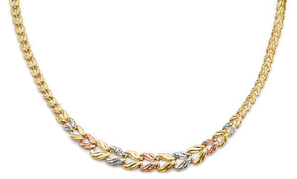 14K 3C D Face Gradated Stampato Necklace