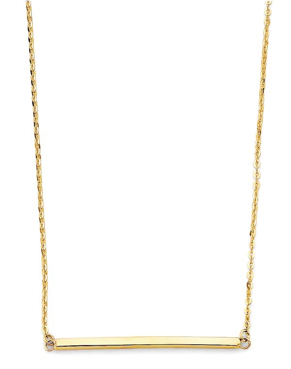 14KY Long Square Bar Necklace