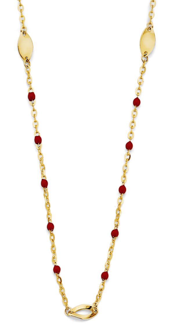 14KY Red Enamel Bead Necklace