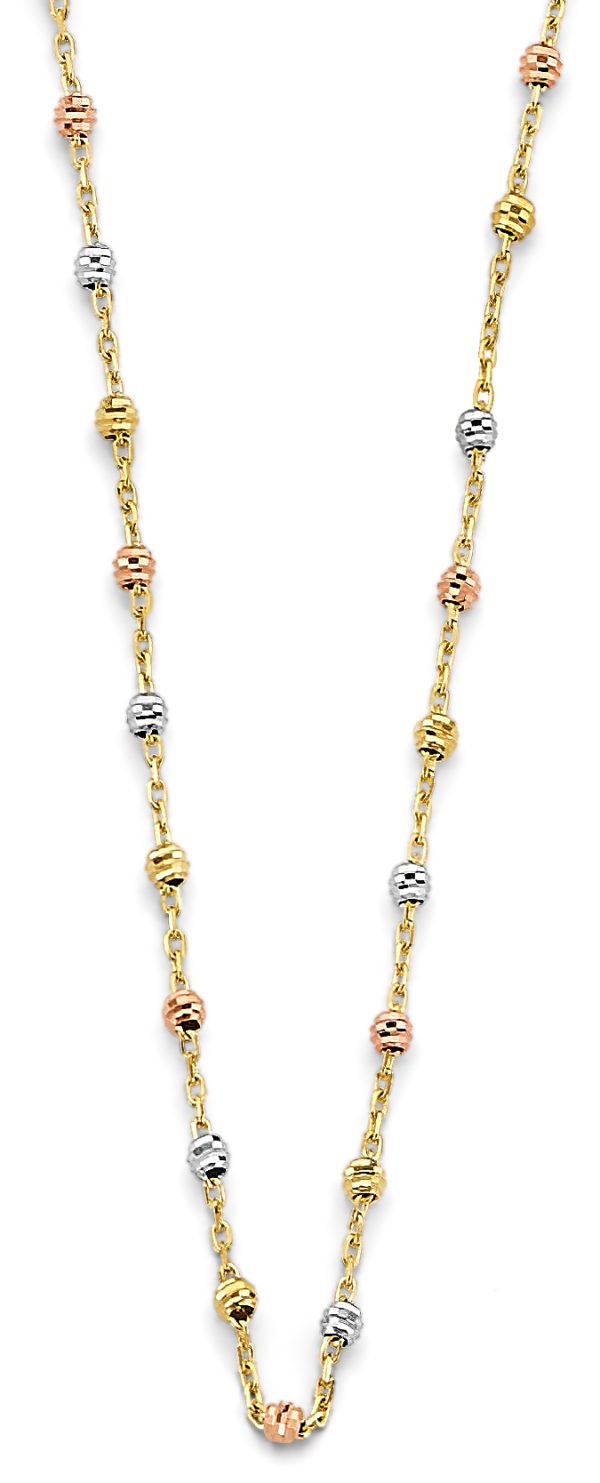 14K 3C Fancy DC Bead Necklace