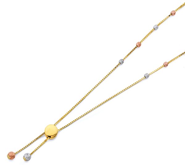 14K 3C Adjustable Ball Necklace