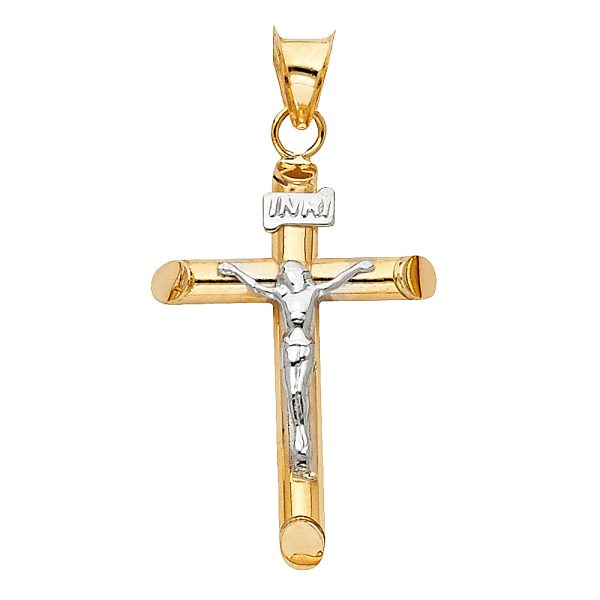 14K 2T Hollow Polish Crucifix (15X35mm)