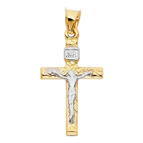 14K 2T Mashed Crucifix (15X30mm)