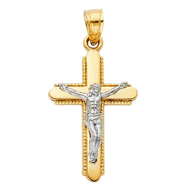 14K 2T Crucifix Pendant (15X30mm)