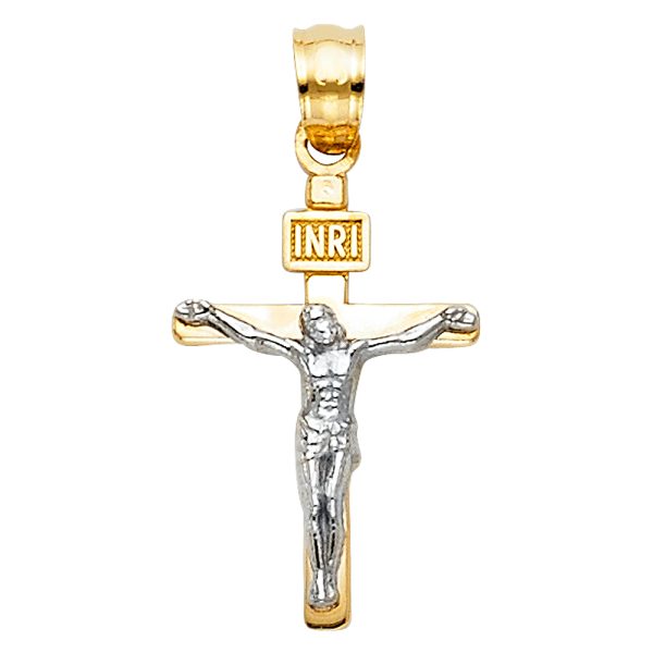 14K 2T Small Crucifix Pendant