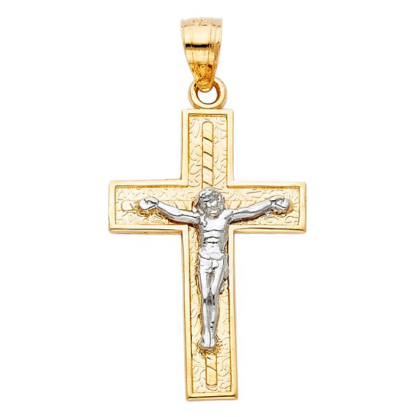 14K 2T Latin Cross Crucifix Pendant