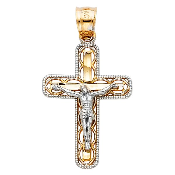 14K 2T Cut Out Design Crucifix Small