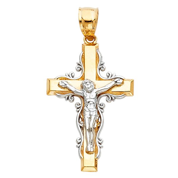 14K 2T Fancy Design Crucifix