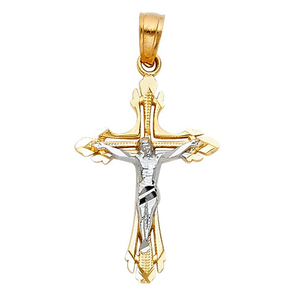 14K 2T Cut Out Design Crucifix