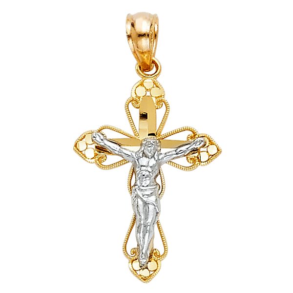 14K 2T Cut Out Design Crucifix