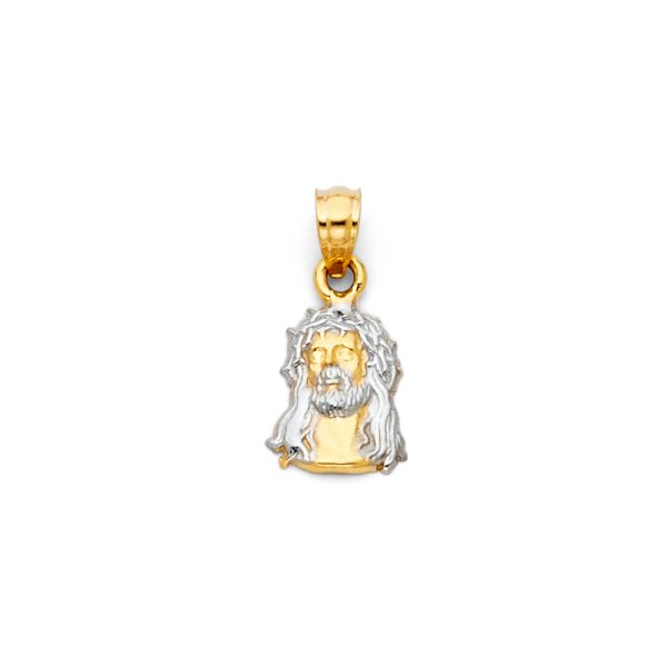 14K 2T Jesus Christ Head Small Pendant