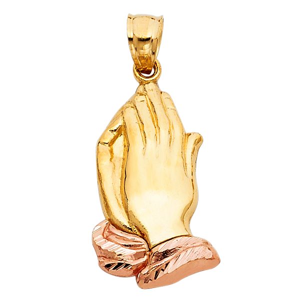 14K 2T Big Praying Hands Pendant