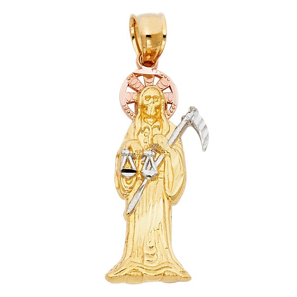 14K 3C Santa Muerte Pendant (10X35mm)