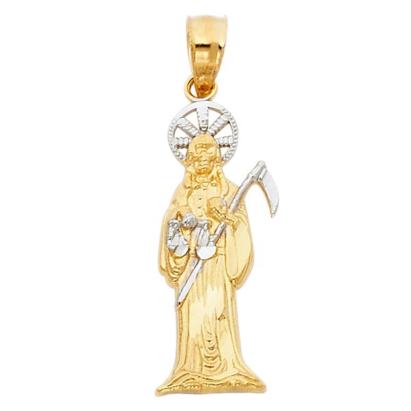 14K 2T Santa Muerte Pendant (8X30mm)