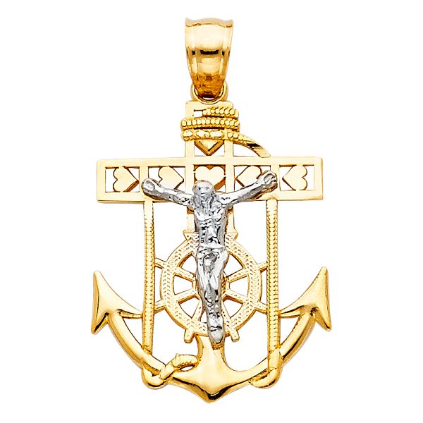 14K 2T Mariner Cross Pendant Small