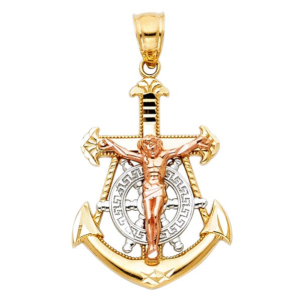 14K 3C Mariner Cross Pendant (20X30mm)