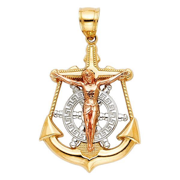 14K 3C Mariner Cross Pendant (25X35mm)