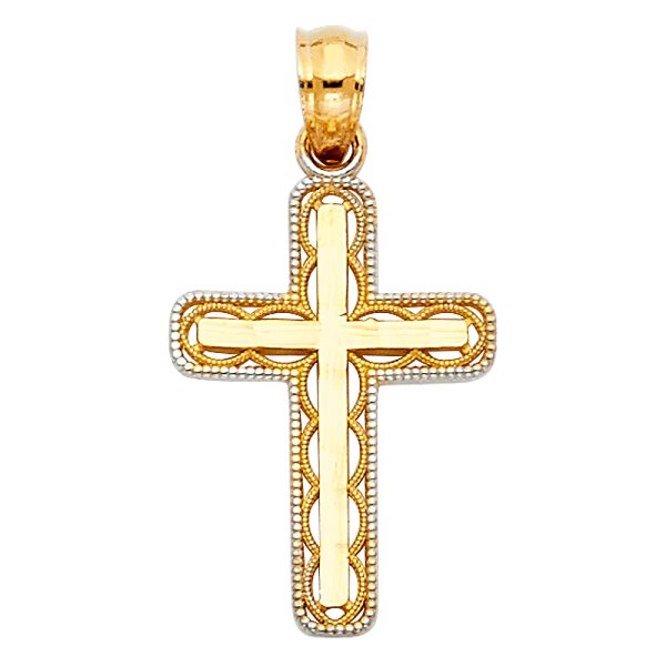 14K 2T Design Cross Pendant (18X25mm)