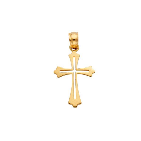 14KY Small Budded Cross Pendant