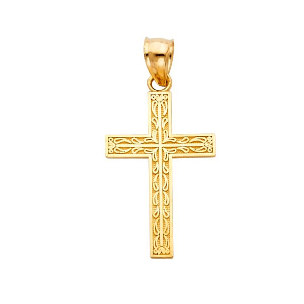 14KY Latin Design Cross (15X30mm)