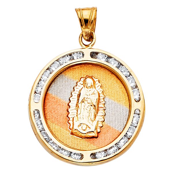 14K 3C CZ Virgin De Guadalupe Pendant