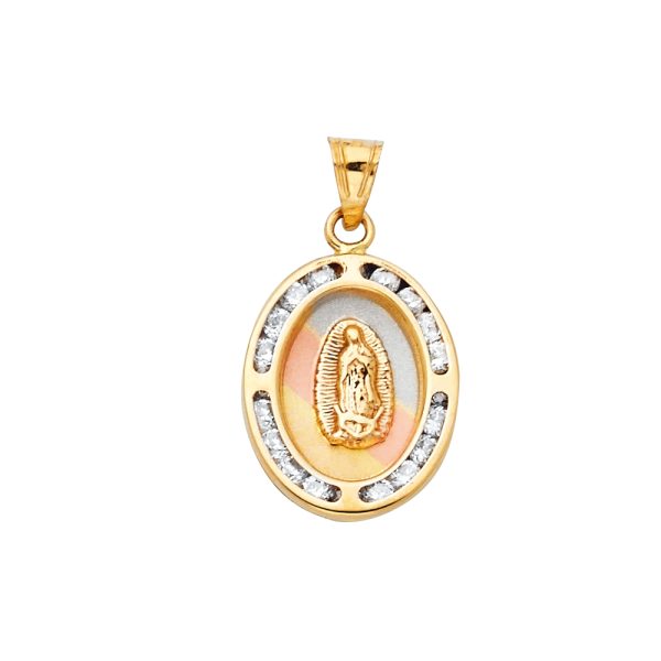 14K 3C CZ Virgin De Guadalupe Pendant