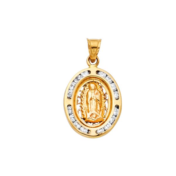 14KY CZ Virgin De Guadalupe Pendant