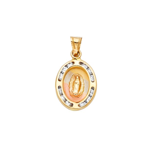 14K 3C CZ Virgin De Guadalupe Pendant