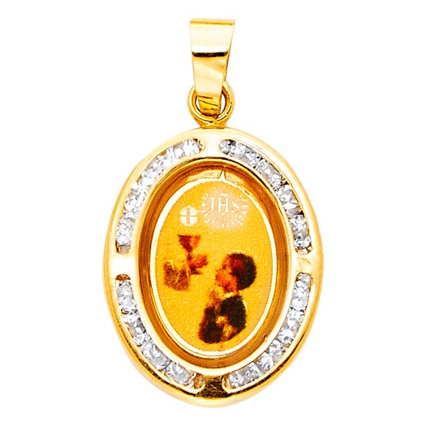 14KY CZ First Communion Picture Pendant