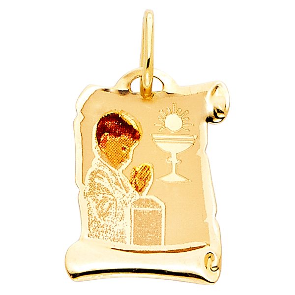 14KY First Communion Picture Pendant Boy