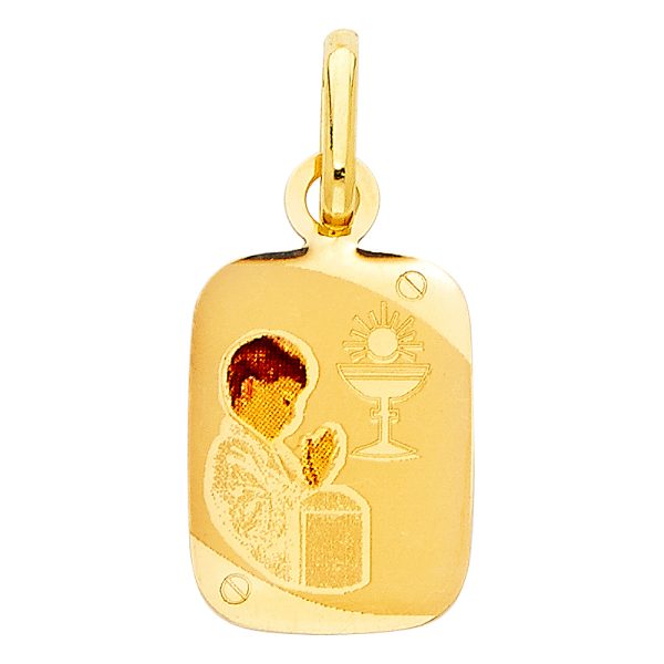 14KY First Communion Picture Pendant Boy