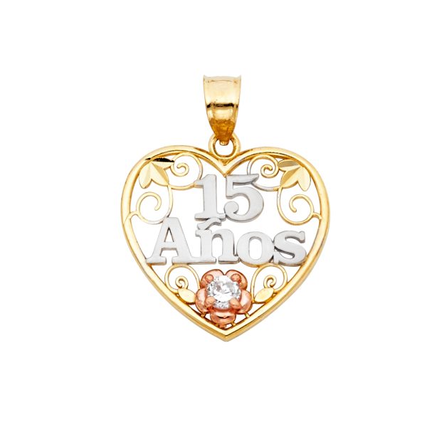 14K 3C 15 Years Heart Pendant (PT357)