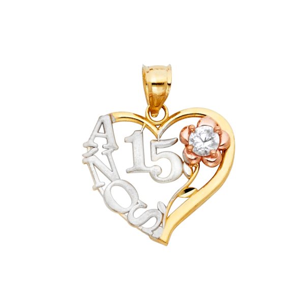 14K 3C 15 Years Heart Pendant (PT358)