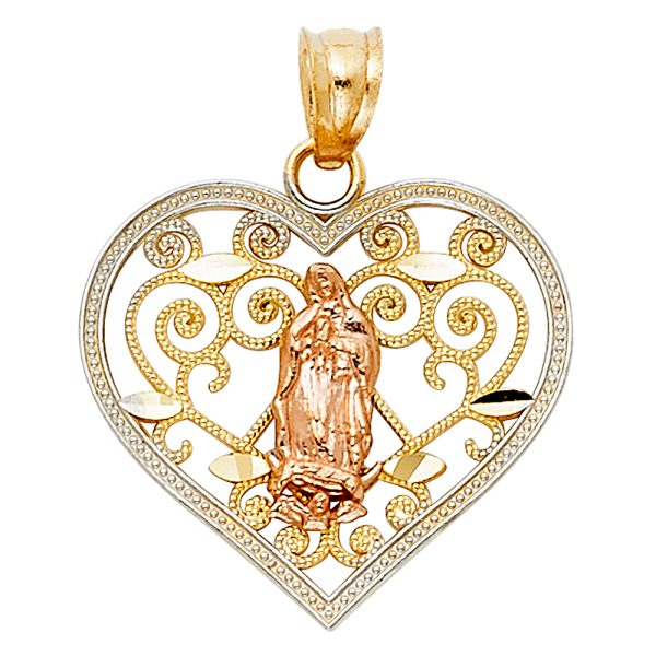 14K 3C Religious Heart Pendant (PT386)