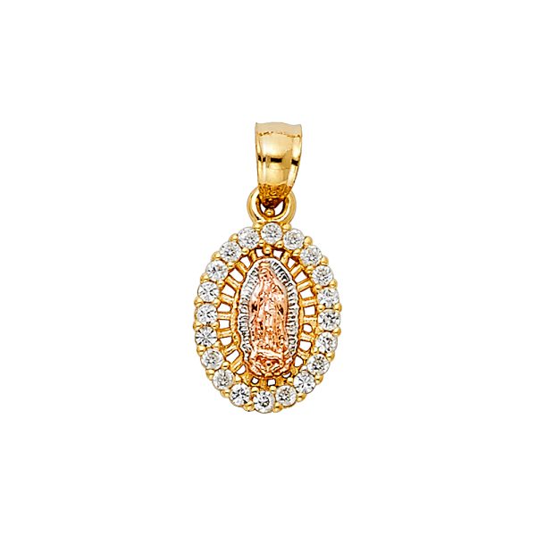 14K 3C CZ Religious Pendant (PT389)